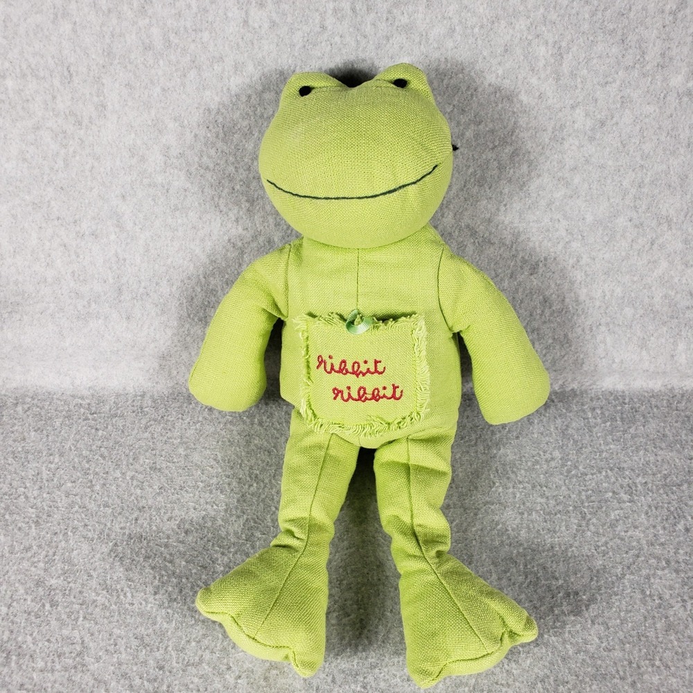 Pottery Barn Kid Alphabet Nursery Frog Plush Toy Ribbit Ribbit Stuffed Animal